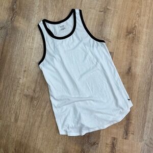 VICTORIA'S SECRET | PINK White Black Trim Sleeveless Racerback Tank